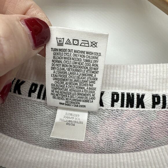 Victoria's Secret Sweatshirt Womens XS Gray LOVE PINK Pullover Floral Oversize - Picture 7 of 7